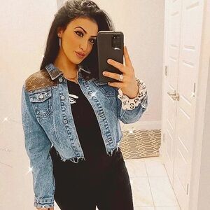 Women's Louis Vuitton Custom Denim Jacket #100 - Front